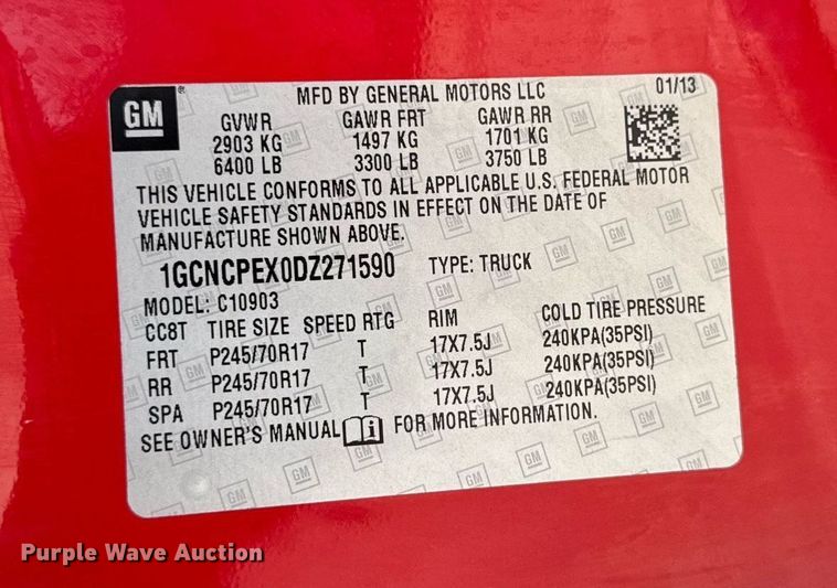 image for item EM3823 2013 Chevrolet Silverado 1500 pickup truck