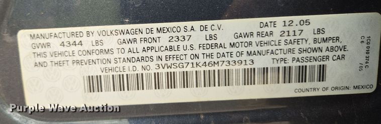 image for item EM7176 2006 Volkswagen  Jetta  