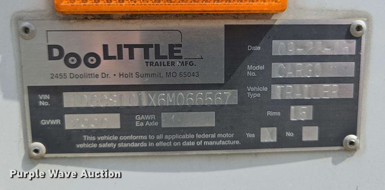 image for item EM7280 2005 DooLittle enclosed cargo trailer