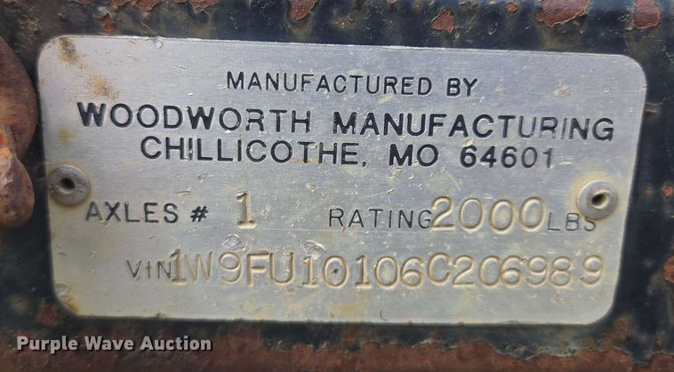 image for item EM7281 2006 Woodworth utility trailer