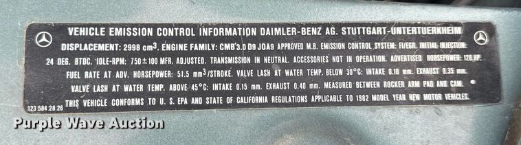 image for item EN4530 1982 Mercedes-Benz 300 