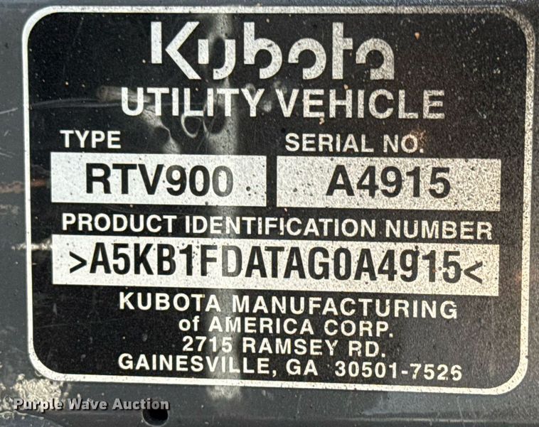 image for item EQ1466 2010 Kubota RTV900 utility vehicle