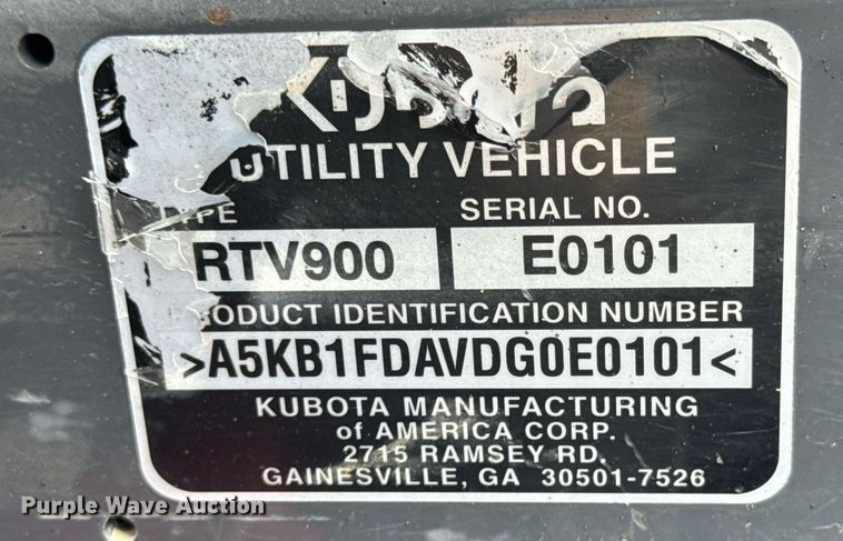 image for item EQ1476 2013 Kubota RTV900 utility vehicle