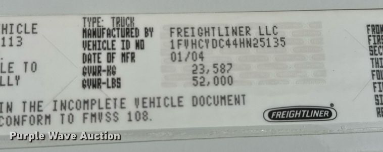 image for item EQ1481 2004 Freightliner Business Class M2 refrigerated truck