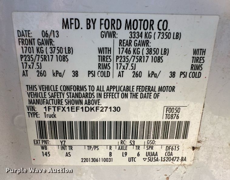 image for item EQ4680 2013 Ford F150 SuperCab pickup truck