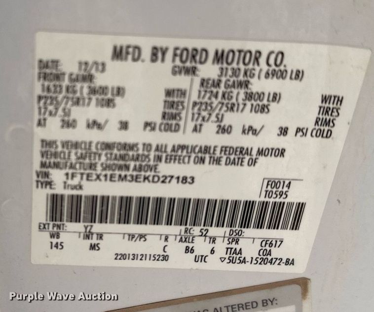 image for item EQ4699 2014 Ford F150 SuperCab pickup truck