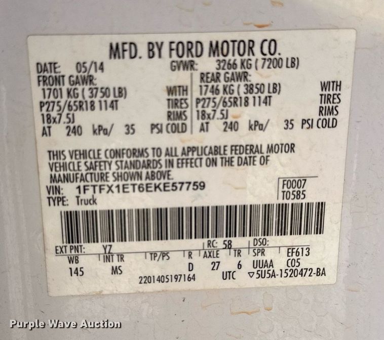 image for item EQ4700 2014 Ford F150 SuperCab pickup truck