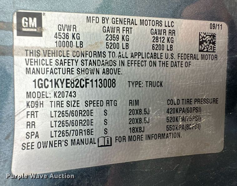 image for item EQ4726 2012 Chevrolet Silverado 2500HD Crew Cab pickup truck