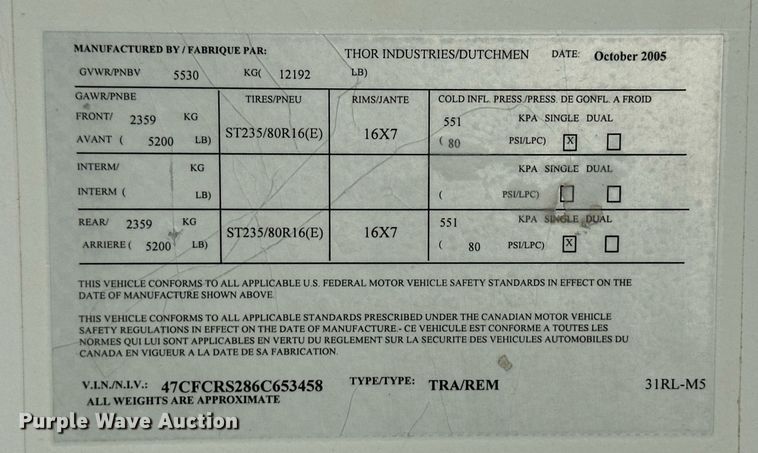 image for item EQ4753 2006 Dutchmen Colorado camper