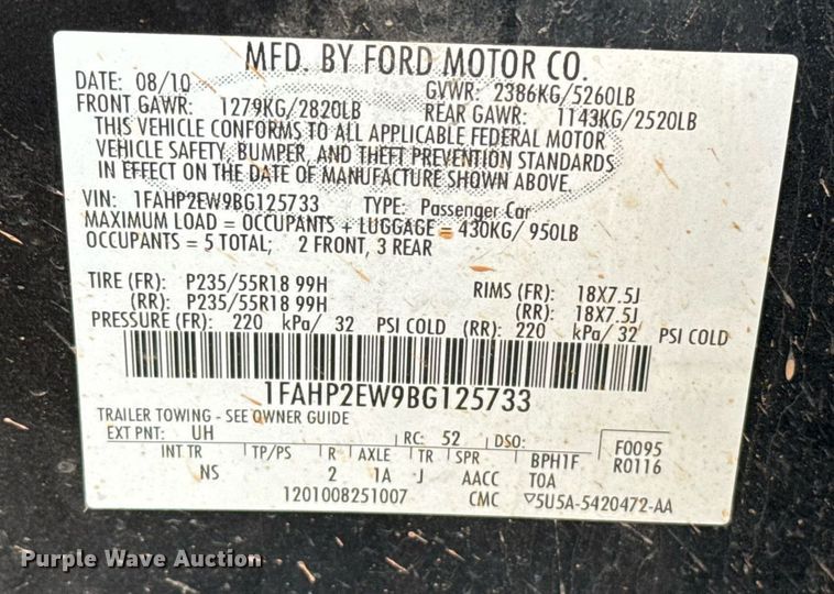 image for item ER1077 2011 Ford  Taurus  