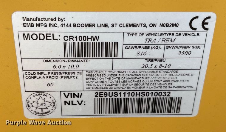 image for item ND9765 2017 Wallenstein CR100HW wood chipper