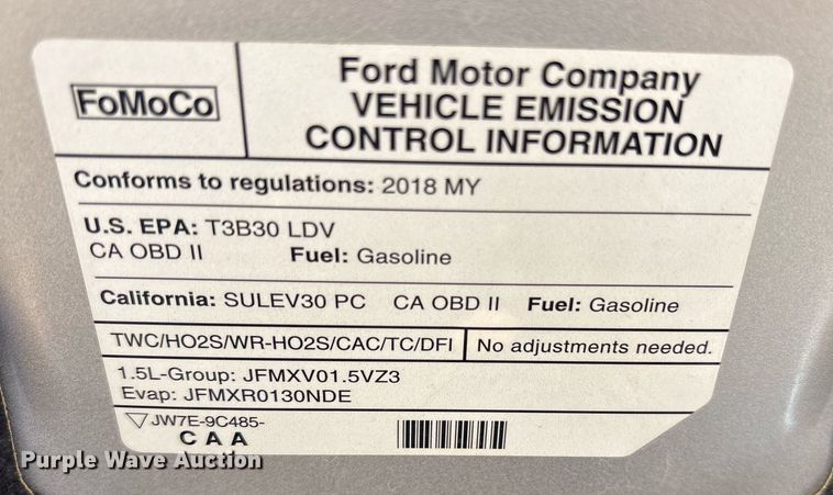 image for item OB9592 2018 Ford Fusion 