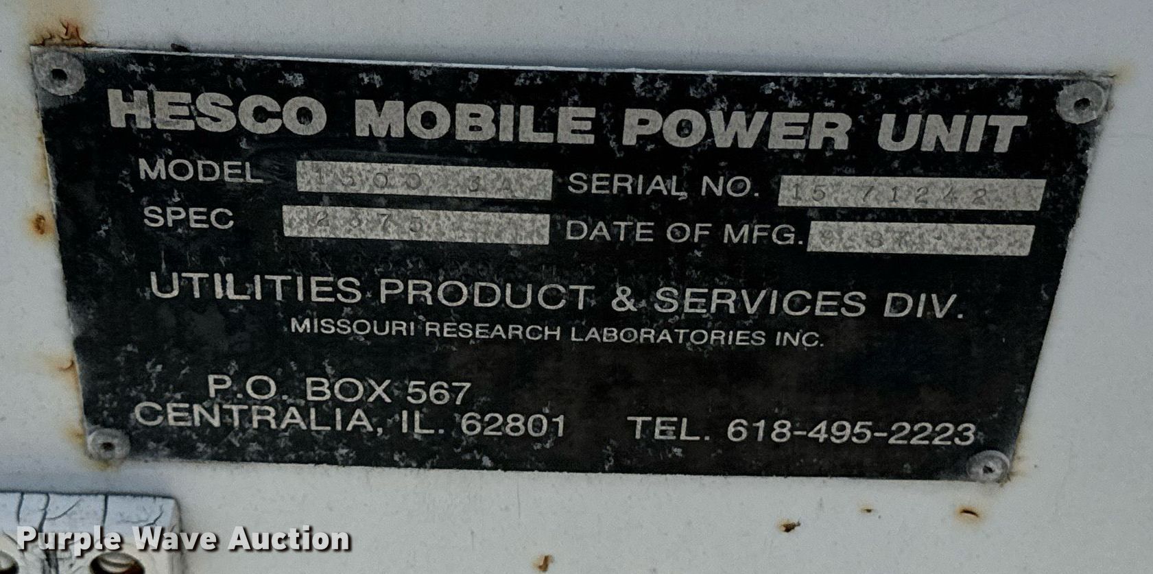 Hesco mobile power unit 1500 3A generator in Beaufort, SC | Item