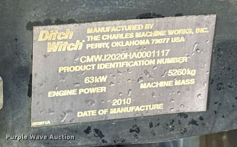 image for item DH9936 2010 Ditch Witch JT2020 Mach1 directional boring unit