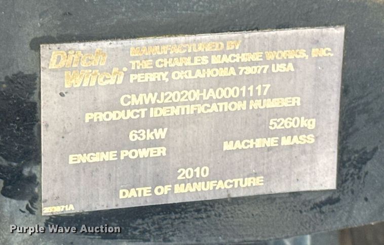 image for item DH9936 2010 Ditch Witch JT2020 Mach1 directional boring unit