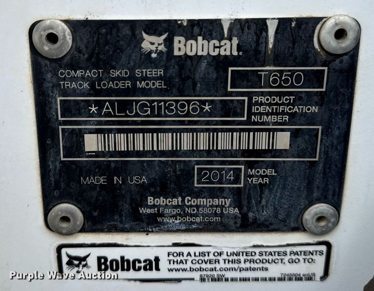 image for item DM5735 2014 Bobcat T650 tracked skid steer loader