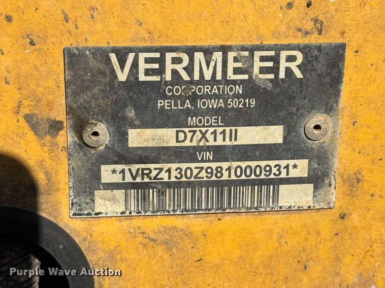 image for item DO0804 2008 Vermeer D7X11 Series II directional boring unit