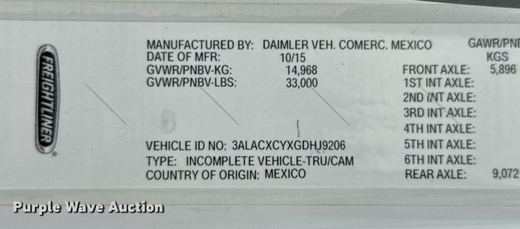 image for item DO0969 2016 Freightliner Business Class M2 bucket truck