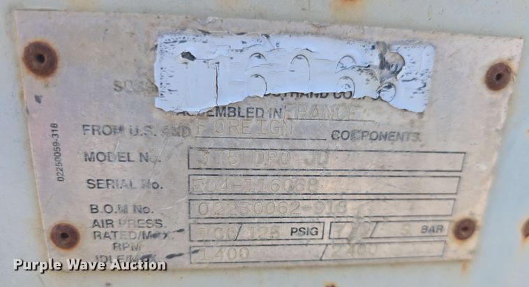 image for item DO7942 Sullair 375 DPQJD air compressor