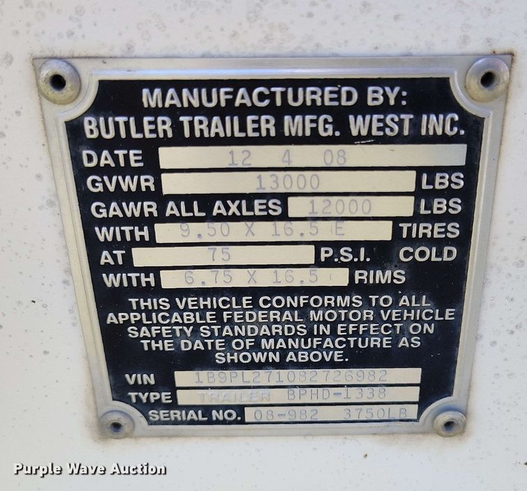 image for item DP4918 2008 Butler BPHD-1338 pole trailer