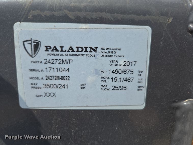 image for item DP6256 2017 Paladin 24272M-0022 skid steer sweeper