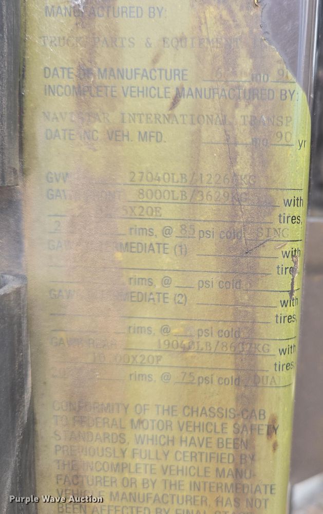 image for item DP6362 1991 International 4700 dump truck