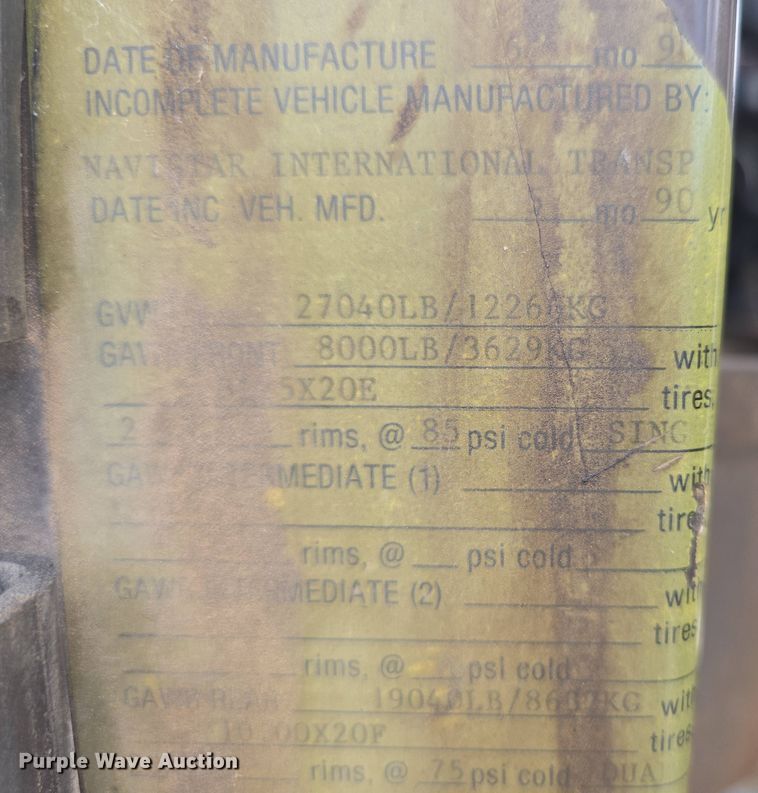 image for item DP6362 1991 International 4700 dump truck