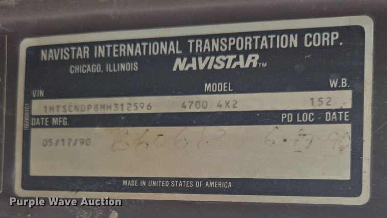 image for item DP6362 1991 International 4700 dump truck