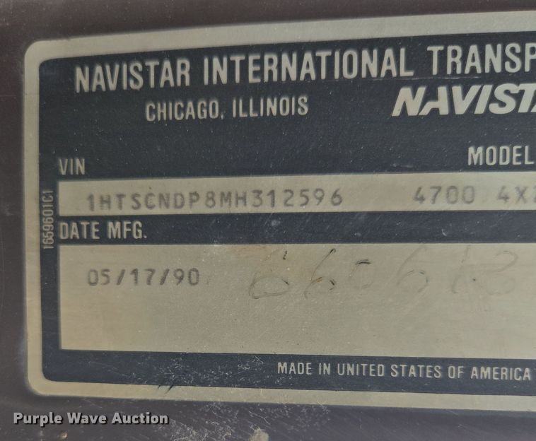 image for item DP6362 1991 International 4700 dump truck