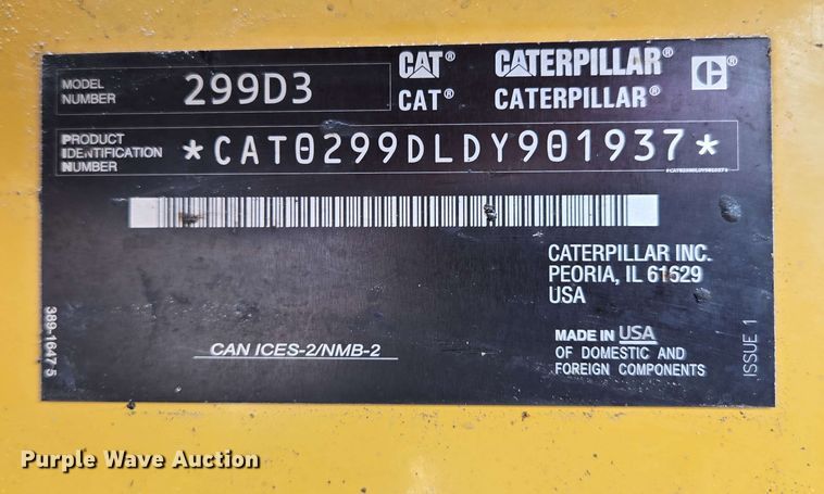 image for item DP6373 2020 Caterpillar 299D3 tracked skid steer loader