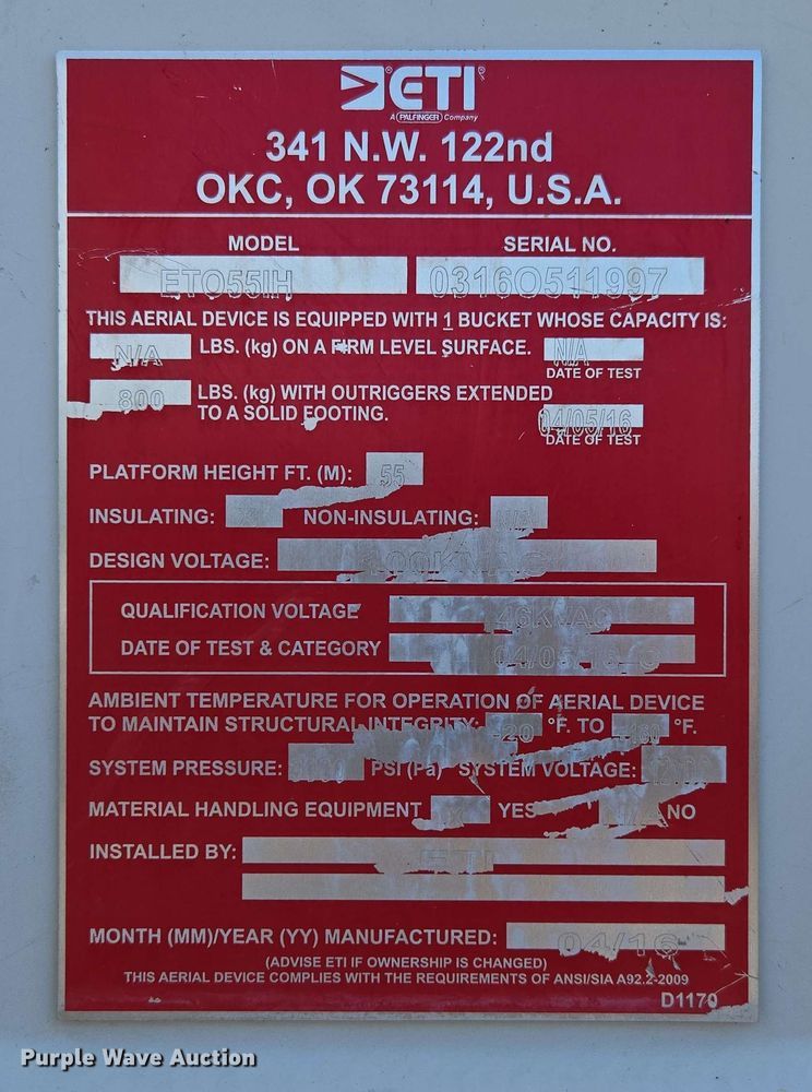 image for item DP6413 2016 Peterbilt PB348 bucket truck