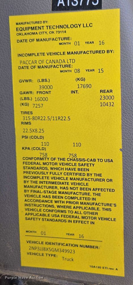 image for item DP6413 2016 Peterbilt PB348 bucket truck