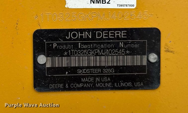 image for item DT0708 2021 John Deere 325G tracked skid steer loader