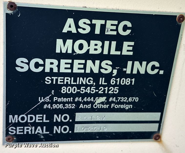 image for item DT6613 2010 Astec 2612V screening plant
