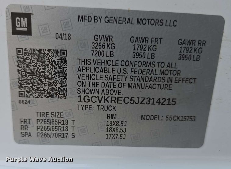 image for item DT6816 2018 Chevrolet Silverado 1500 LT Double Cab pickup truck