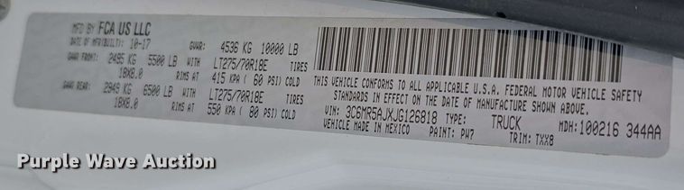 image for item DT6817 2018 Dodge Ram 2500 pickup truck