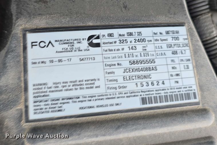 image for item DT6818 2018 Dodge Ram 5500 utility / service truck