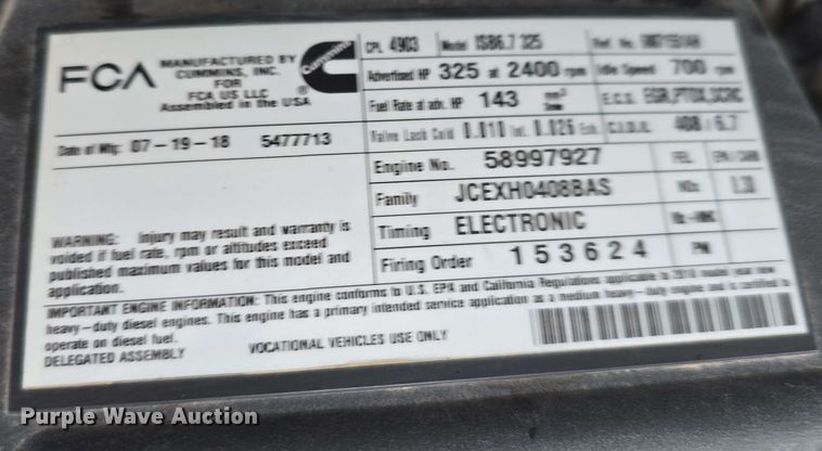 image for item DT6821 2018 Dodge Ram 5500 utility / service truck