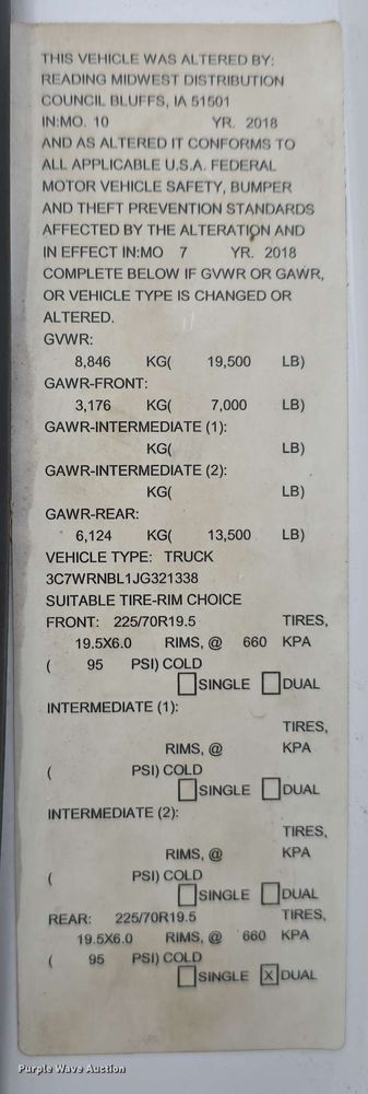 image for item DT6821 2018 Dodge Ram 5500 utility / service truck