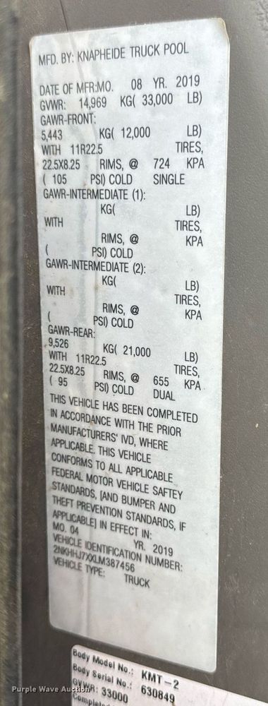 image for item DV1973 2020 Kenworth T370 utility / service truck