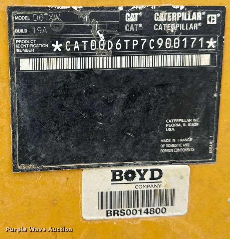 image for item DV1991 2016 Caterpillar D6T XW dozer