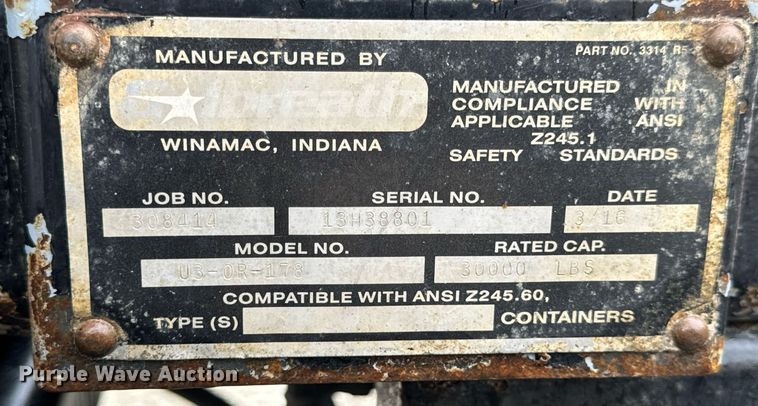 image for item DV1995 2017 Western Star 4700SF roll-off container truck