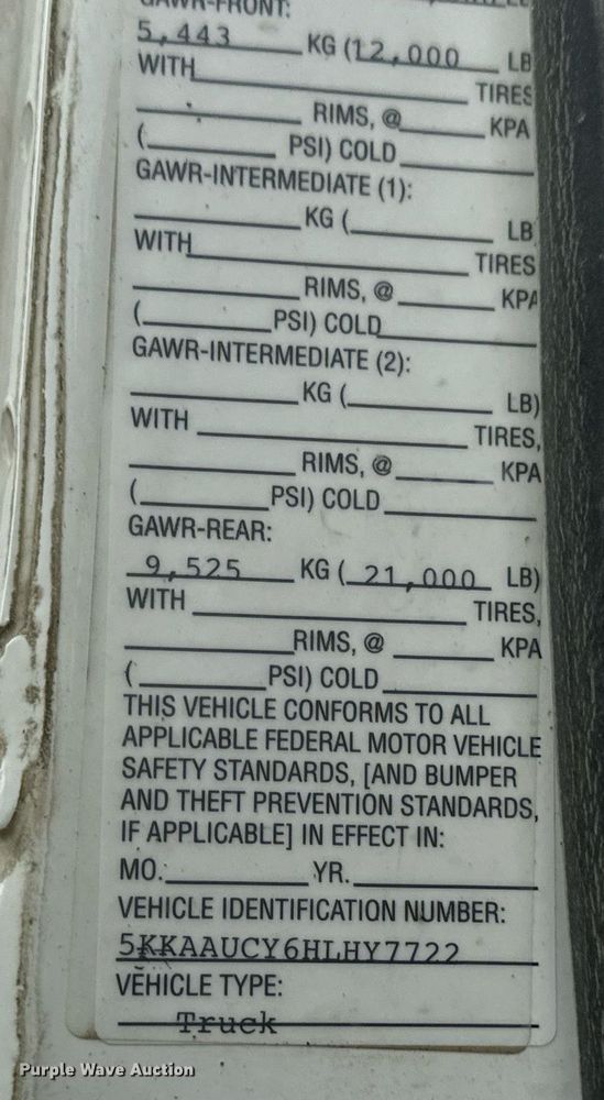 image for item DV1995 2017 Western Star 4700SF roll-off container truck