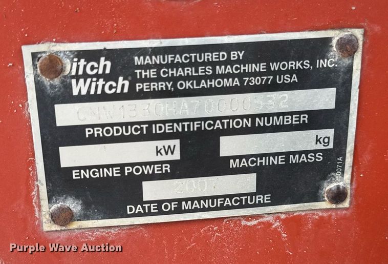 image for item DV2519 2007 Ditch Witch 1330 trencher