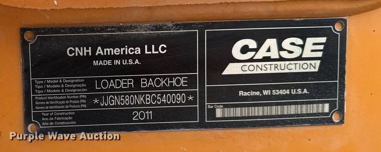 image for item DV2527 2011 Case 580N backhoe