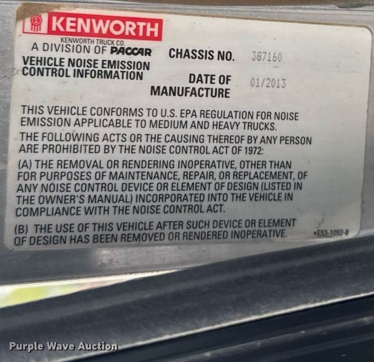 image for item DV2574 2014 Kenworth T800 semi truck