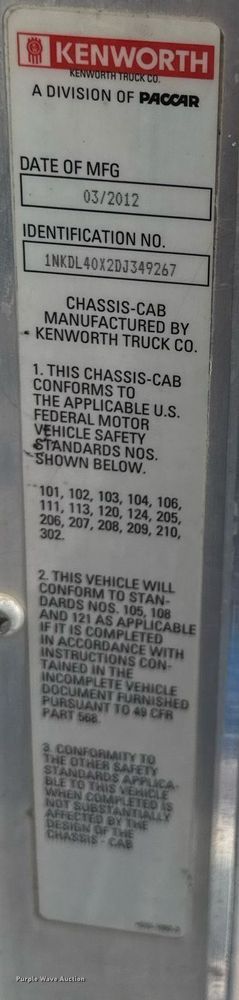 image for item DV2577 2013 Kenworth T800 dump truck