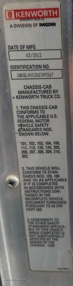 image for item DV2577 2013 Kenworth T800 dump truck