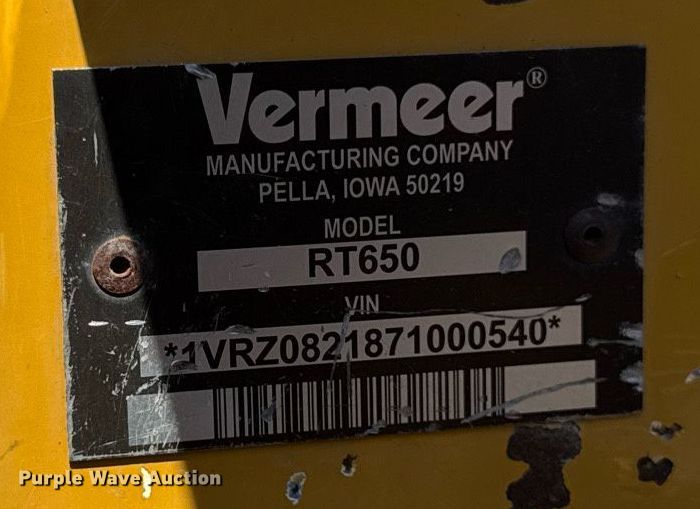 image for item DV2594 2007 Vermeer RT650 trencher