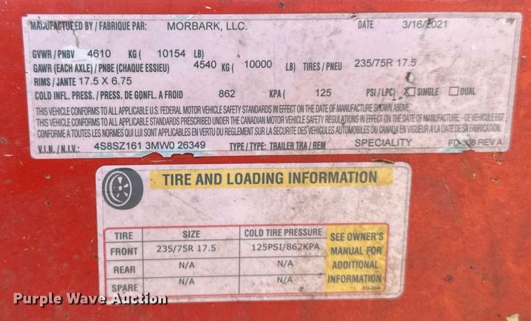 image for item DV2595 2021 Morbark LLC Eeger Beaver 1821 wood chipper